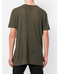 T-shirt girocollo lavorata a maglia verde oliva di Thom Krom