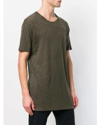 T-shirt girocollo lavorata a maglia verde oliva di Thom Krom