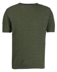 T-shirt girocollo lavorata a maglia verde oliva di Manuel Ritz