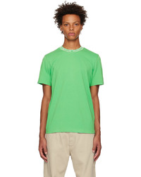 T-shirt girocollo lavorata a maglia verde oliva di Moncler