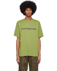 T-shirt girocollo lavorata a maglia verde oliva di Noon Goons