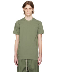 T-shirt girocollo lavorata a maglia verde oliva di Rick Owens
