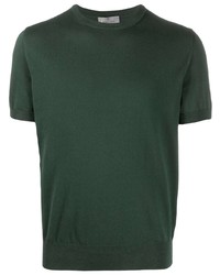 T-shirt girocollo lavorata a maglia verde scuro di Canali