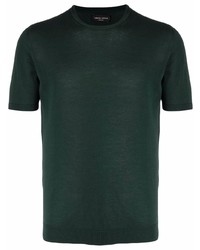 T-shirt girocollo lavorata a maglia verde scuro di Roberto Collina