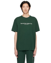 T-shirt girocollo lavorata a maglia verde scuro di Sporty & Rich
