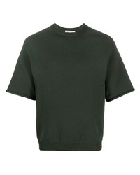 T-shirt girocollo lavorata a maglia verde scuro di There Was One