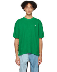 T-shirt girocollo lavorata a maglia verde di Ader Error