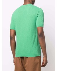 T-shirt girocollo lavorata a maglia verde di Roberto Collina