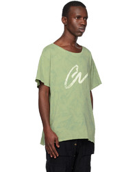 T-shirt girocollo lavorata a maglia verde di Greg Lauren