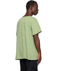 T-shirt girocollo lavorata a maglia verde di Greg Lauren
