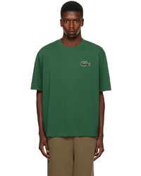 T-shirt girocollo lavorata a maglia verde di Lacoste
