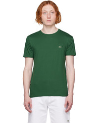 T-shirt girocollo lavorata a maglia verde di Lacoste