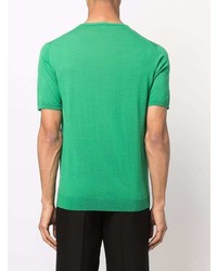T-shirt girocollo lavorata a maglia verde di Roberto Collina