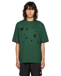 T-shirt girocollo lavorata a maglia verde di We11done