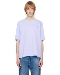 T-shirt girocollo lavorata a maglia viola chiaro di AMI Alexandre Mattiussi