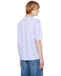 T-shirt girocollo lavorata a maglia viola chiaro di AMI Alexandre Mattiussi
