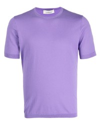 T-shirt girocollo lavorata a maglia viola chiaro di Laneus