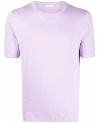 T-shirt girocollo lavorata a maglia viola chiaro di Malo