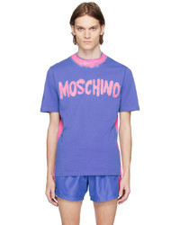 T-shirt girocollo lavorata a maglia viola chiaro di Moschino
