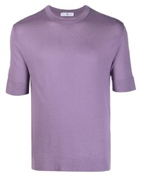 T-shirt girocollo lavorata a maglia viola chiaro di PT TORINO