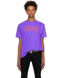 T-shirt girocollo lavorata a maglia viola melanzana