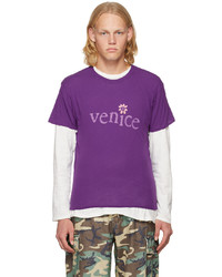 T-shirt girocollo lavorata a maglia viola melanzana di ERL