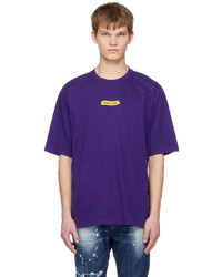 T-shirt girocollo lavorata a maglia viola