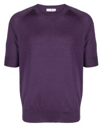 T-shirt girocollo lavorata a maglia viola di PT TORINO