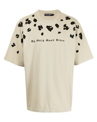 T-shirt girocollo leopardata beige di Dolce & Gabbana