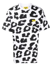 T-shirt girocollo leopardata bianca e nera