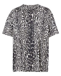 T-shirt girocollo leopardata bianca e nera di Burberry