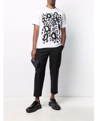 T-shirt girocollo leopardata bianca e nera di Black Comme Des Garçons
