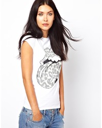T-shirt girocollo leopardata bianca di Amplified