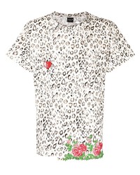T-shirt girocollo leopardata bianca di COOL T.M