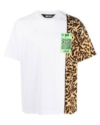 T-shirt girocollo leopardata bianca di Just Cavalli