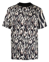 T-shirt girocollo leopardata bianca di Roberto Cavalli