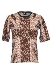 T-shirt girocollo leopardata marrone chiaro
