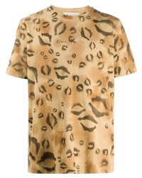 T-shirt girocollo leopardata marrone chiaro di 1017 Alyx 9Sm