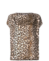 T-shirt girocollo leopardata marrone chiaro di Alberto Biani