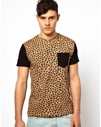 T-shirt girocollo leopardata marrone chiaro di Criminal Damage