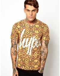 T-shirt girocollo leopardata marrone chiaro di Hype