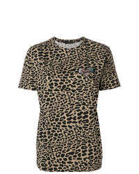 T-shirt girocollo leopardata marrone di Etro