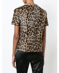 T-shirt girocollo leopardata marrone di Rosetta Getty