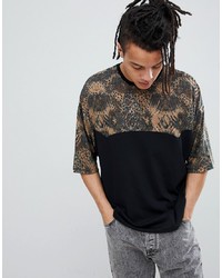 T-shirt girocollo leopardata nera