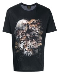 T-shirt girocollo leopardata nera di Camilla