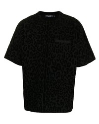T-shirt girocollo leopardata nera di Dolce & Gabbana