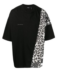 T-shirt girocollo leopardata nera di FIVE CM