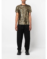T-shirt girocollo leopardata nera di Moschino