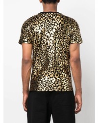 T-shirt girocollo leopardata nera di Moschino