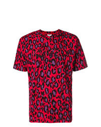 T-shirt girocollo leopardata rossa
